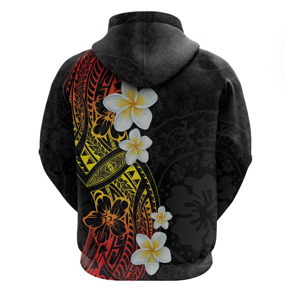 Plumeria Zip Hoodie Polynesian Tribal Frangipani Sunset