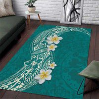 Plumeria Area Rug Polynesian Tribal Frangipani Teal LT03 Teal - Polynesian Pride