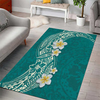 Plumeria Area Rug Polynesian Tribal Frangipani Teal LT03 - Polynesian Pride