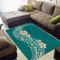Plumeria Area Rug Polynesian Tribal Frangipani Teal LT03 - Polynesian Pride