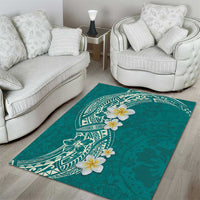 Plumeria Area Rug Polynesian Tribal Frangipani Teal LT03 - Polynesian Pride