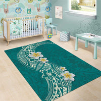 Plumeria Area Rug Polynesian Tribal Frangipani Teal LT03 - Polynesian Pride