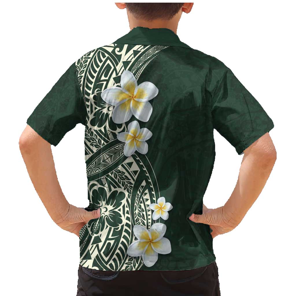 Plumeria Family Matching Mermaid Dress and Hawaiian Shirt Polynesian Tribal Frangipani Green LT03 - Polynesian Pride