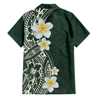 Plumeria Family Matching Off Shoulder Maxi Dress and Hawaiian Shirt Polynesian Tribal Frangipani Green LT03 - Polynesian Pride