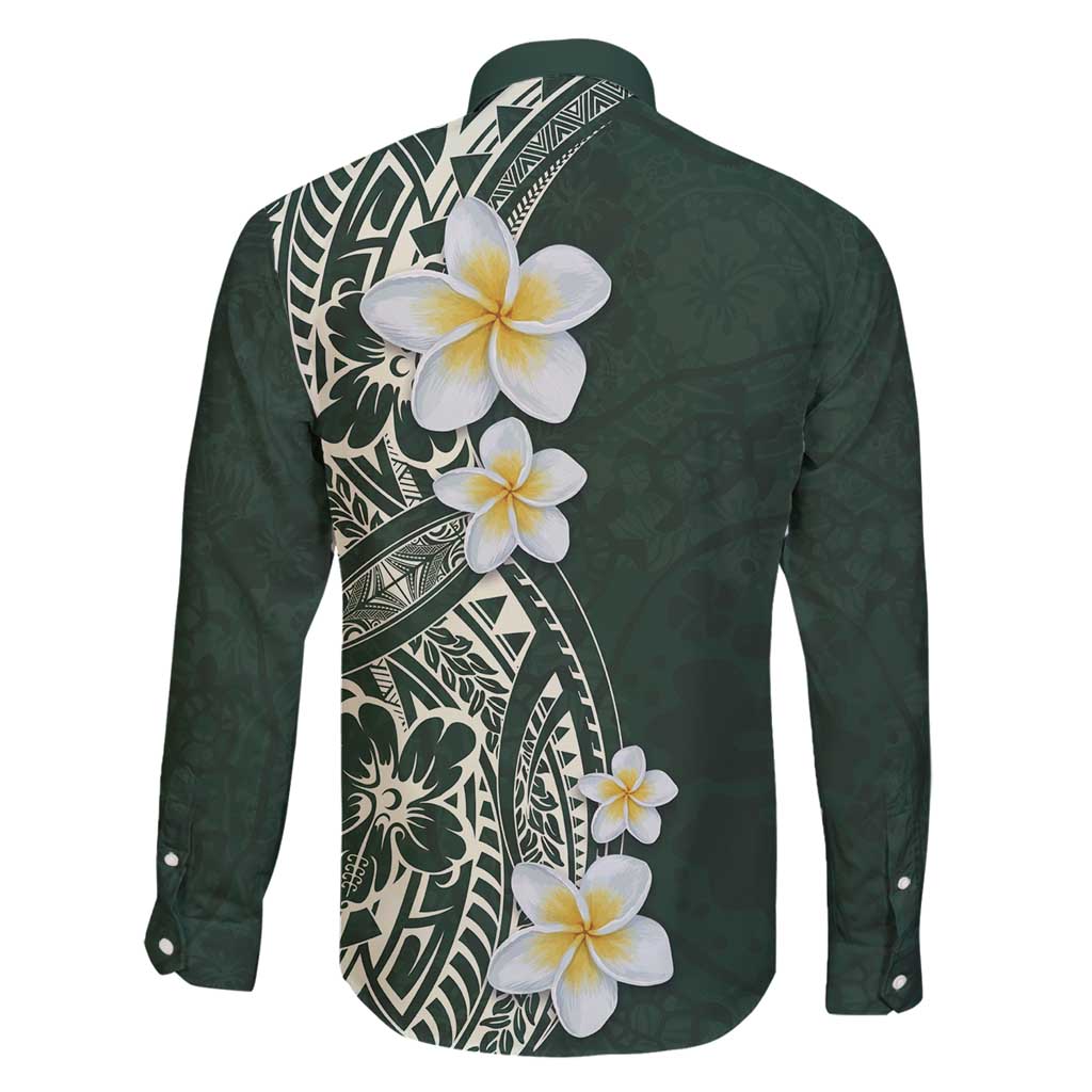 Plumeria Family Matching Summer Maxi Dress and Hawaiian Shirt Polynesian Tribal Frangipani Green LT03 - Polynesian Pride