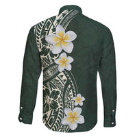 Plumeria Family Matching Summer Maxi Dress and Hawaiian Shirt Polynesian Tribal Frangipani Green LT03 - Polynesian Pride