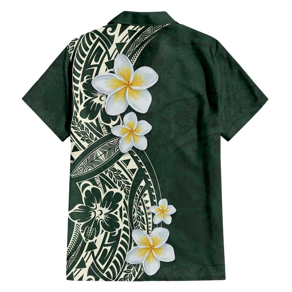 Plumeria Family Matching Tank Maxi Dress and Hawaiian Shirt Polynesian Tribal Frangipani Green LT03 - Polynesian Pride