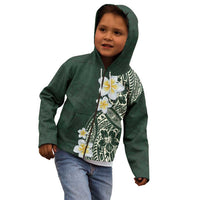 Plumeria Kid Hoodie Polynesian Tribal Frangipani Green LT03 - Polynesian Pride