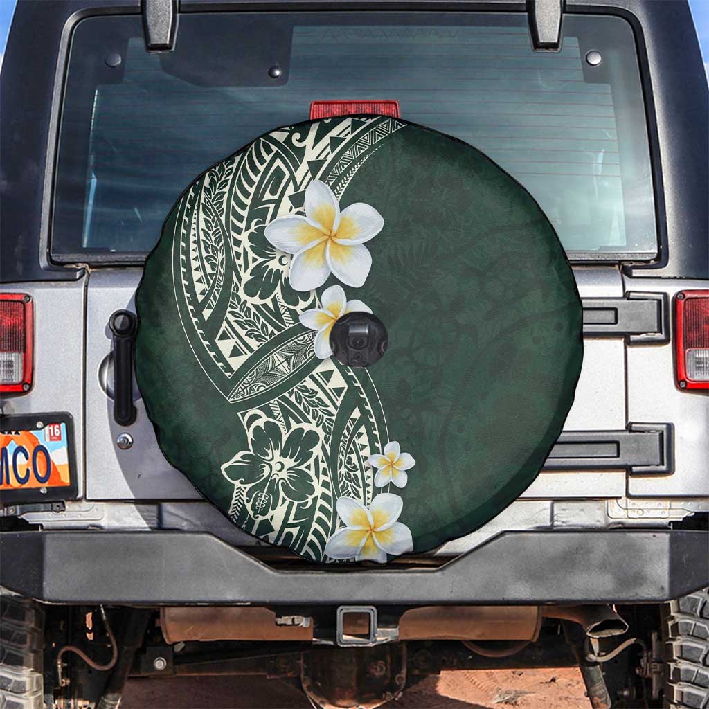 Plumeria Spare Tire Cover Polynesian Tribal Frangipani Green LT03 Green - Polynesian Pride