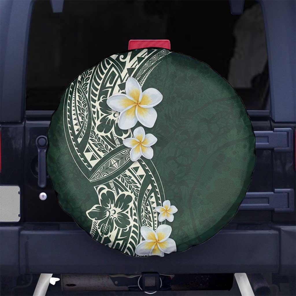 Plumeria Spare Tire Cover Polynesian Tribal Frangipani Green LT03 - Polynesian Pride