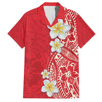 Plumeria Family Matching Long Sleeve Bodycon Dress and Hawaiian Shirt Polynesian Tribal Frangipani Red LT03 Dad's Shirt - Short Sleeve Red - Polynesian Pride