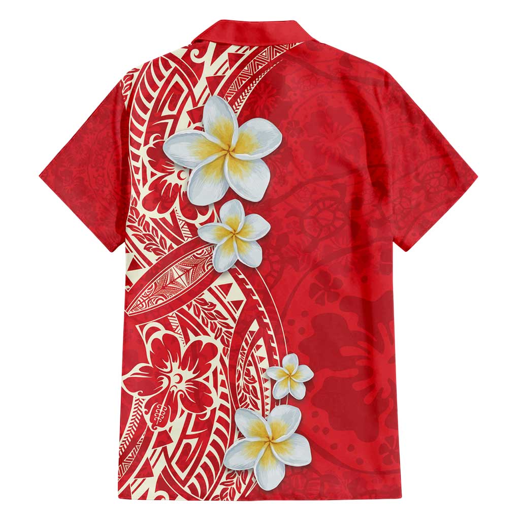Plumeria Family Matching Long Sleeve Bodycon Dress and Hawaiian Shirt Polynesian Tribal Frangipani Red LT03 - Polynesian Pride