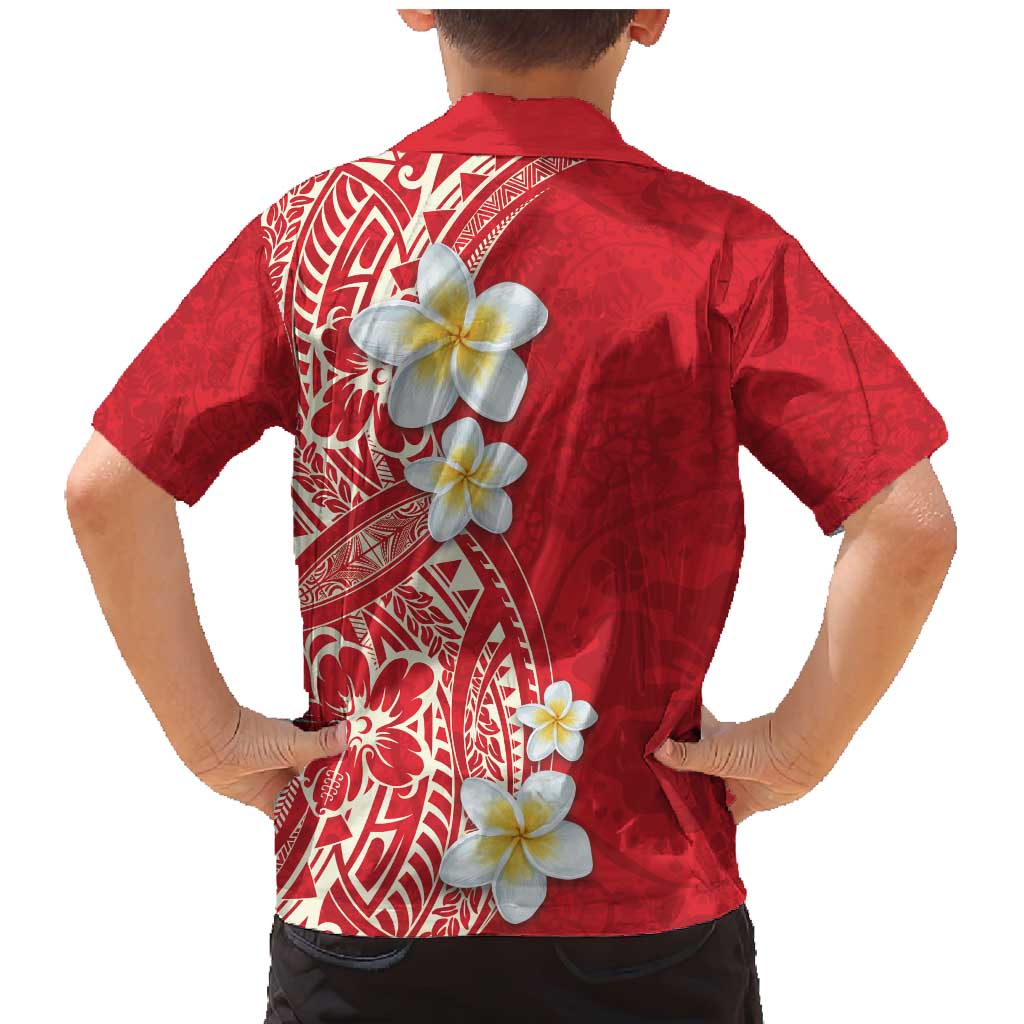 Plumeria Family Matching Mermaid Dress and Hawaiian Shirt Polynesian Tribal Frangipani Red LT03 - Polynesian Pride