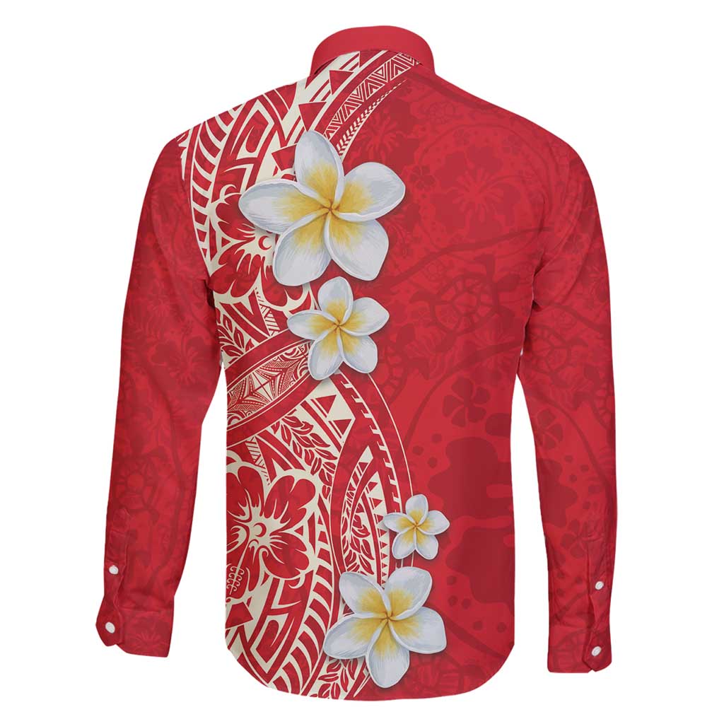 Plumeria Family Matching Puletasi and Hawaiian Shirt Polynesian Tribal Frangipani Red LT03 - Polynesian Pride