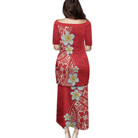 Plumeria Family Matching Puletasi and Hawaiian Shirt Polynesian Tribal Frangipani Red LT03 - Polynesian Pride