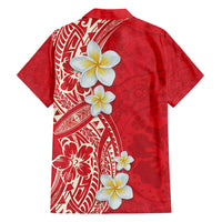 Plumeria Family Matching Summer Maxi Dress and Hawaiian Shirt Polynesian Tribal Frangipani Red LT03 - Polynesian Pride