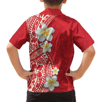 Plumeria Family Matching Tank Maxi Dress and Hawaiian Shirt Polynesian Tribal Frangipani Red LT03 - Polynesian Pride