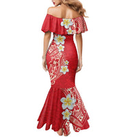 Plumeria Mermaid Dress Polynesian Tribal Frangipani Red LT03 - Polynesian Pride