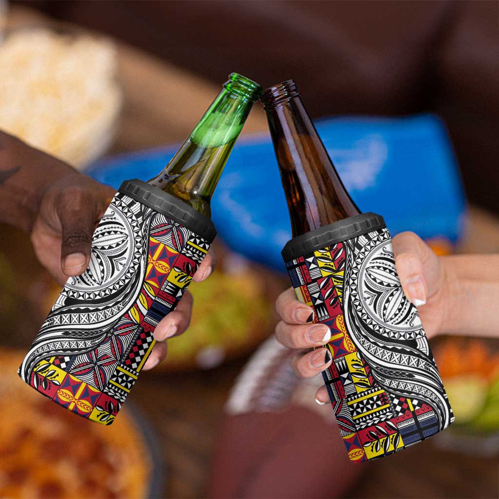 Niue Hiapo and Maori Decoration Tattoos 4 in 1 Can Cooler Tumbler - Polynesian Pride