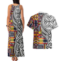 Niue Hiapo and Maori Decoration Tattoos Couples Matching Tank Maxi Dress and Hawaiian Shirt LT03 - Polynesian Pride