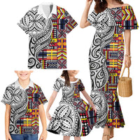 Niue Hiapo and Maori Decoration Tattoos Family Matching Mermaid Dress and Hawaiian Shirt LT03 - Polynesian Pride
