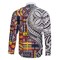 Niue Hiapo and Maori Decoration Tattoos Family Matching Off Shoulder Short Dress and Hawaiian Shirt LT03 - Polynesian Pride