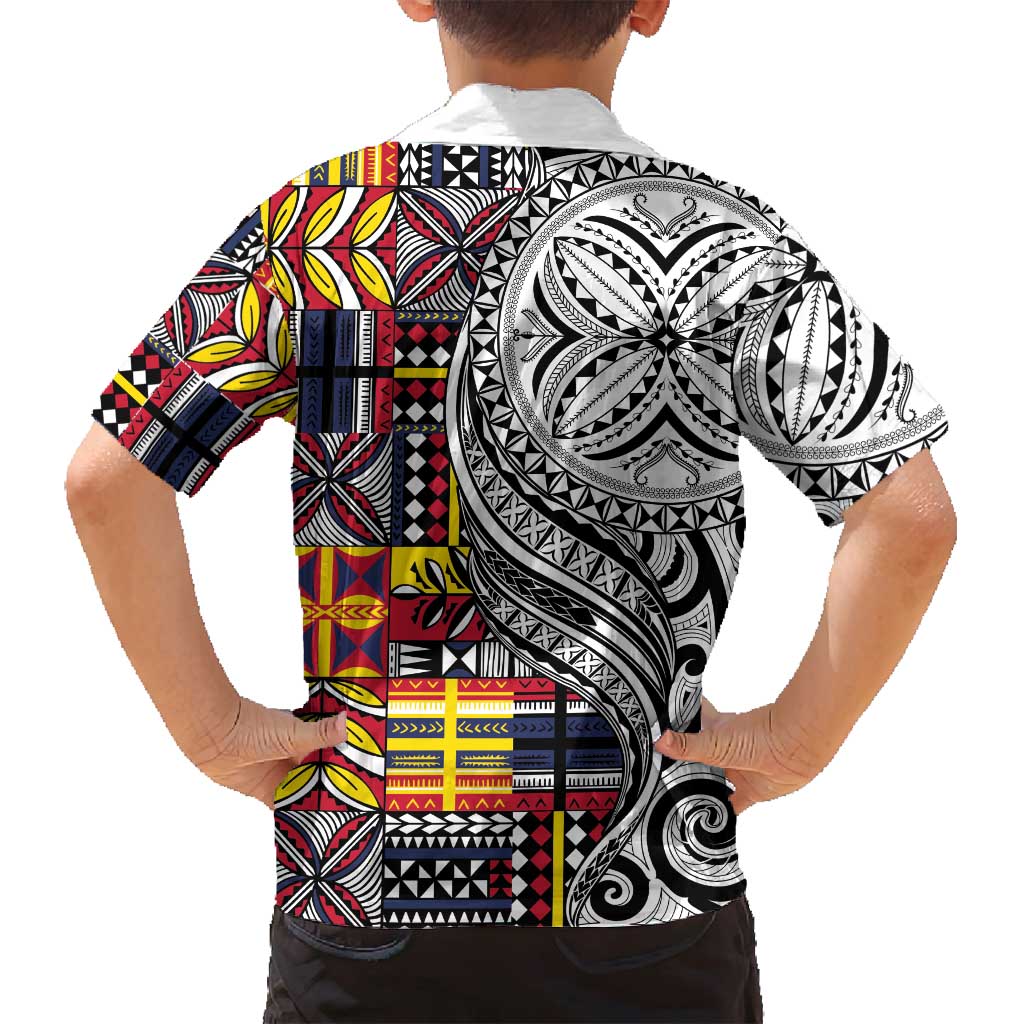 Niue Hiapo and Maori Decoration Tattoos Family Matching Summer Maxi Dress and Hawaiian Shirt LT03 - Polynesian Pride