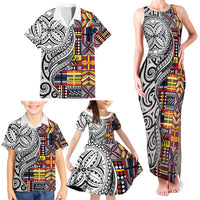 Niue Hiapo and Maori Decoration Tattoos Family Matching Tank Maxi Dress and Hawaiian Shirt LT03 - Polynesian Pride