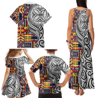 Niue Hiapo and Maori Decoration Tattoos Family Matching Tank Maxi Dress and Hawaiian Shirt LT03 - Polynesian Pride