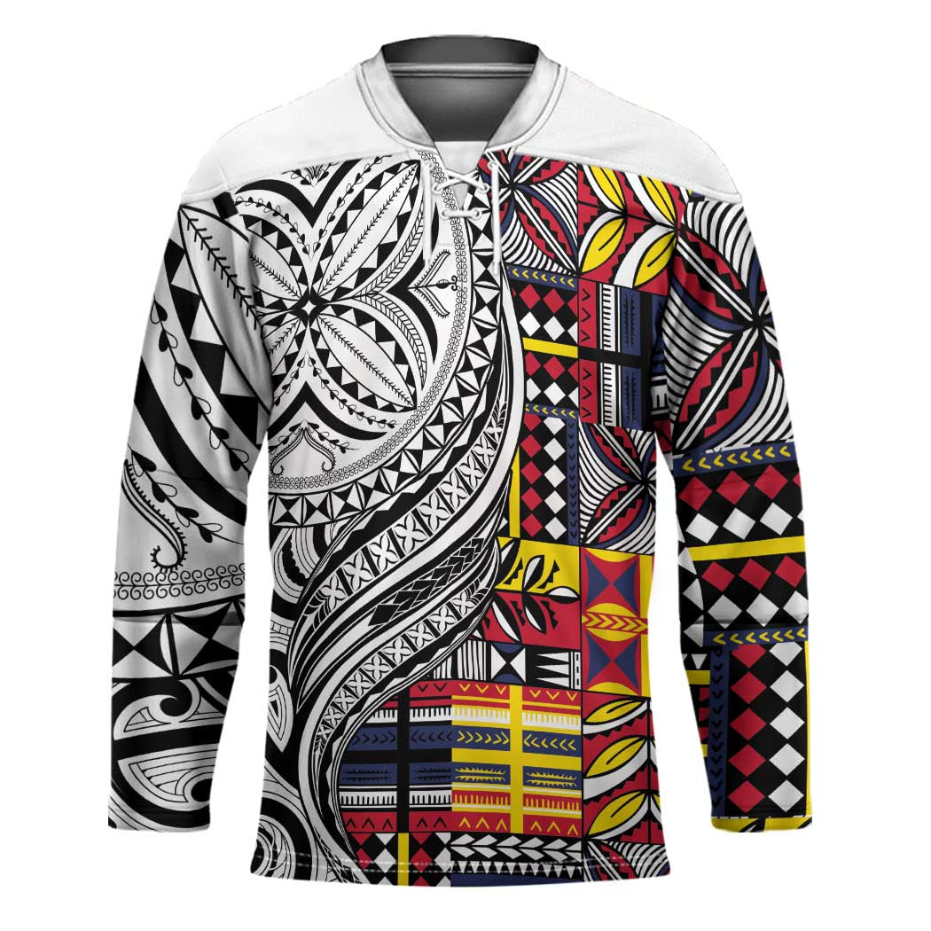 Niue Hiapo and Maori Decoration Tattoos Hockey Jersey - Polynesian Pride