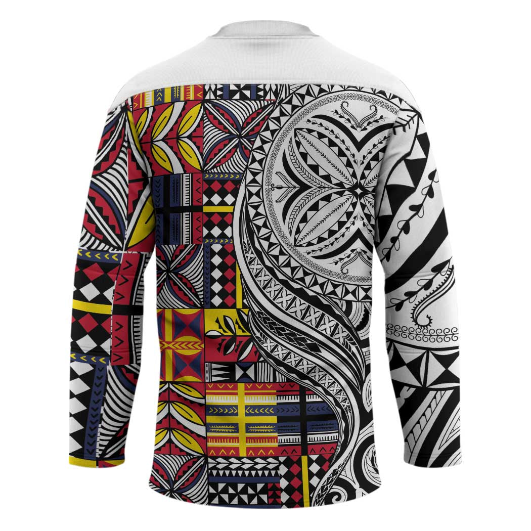 Niue Hiapo and Maori Decoration Tattoos Hockey Jersey - Polynesian Pride