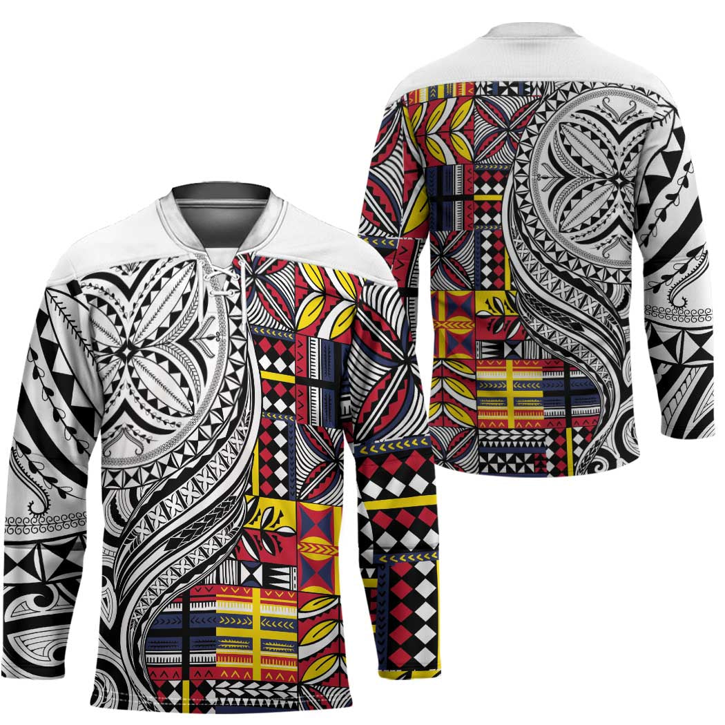 Niue Hiapo and Maori Decoration Tattoos Hockey Jersey - Polynesian Pride