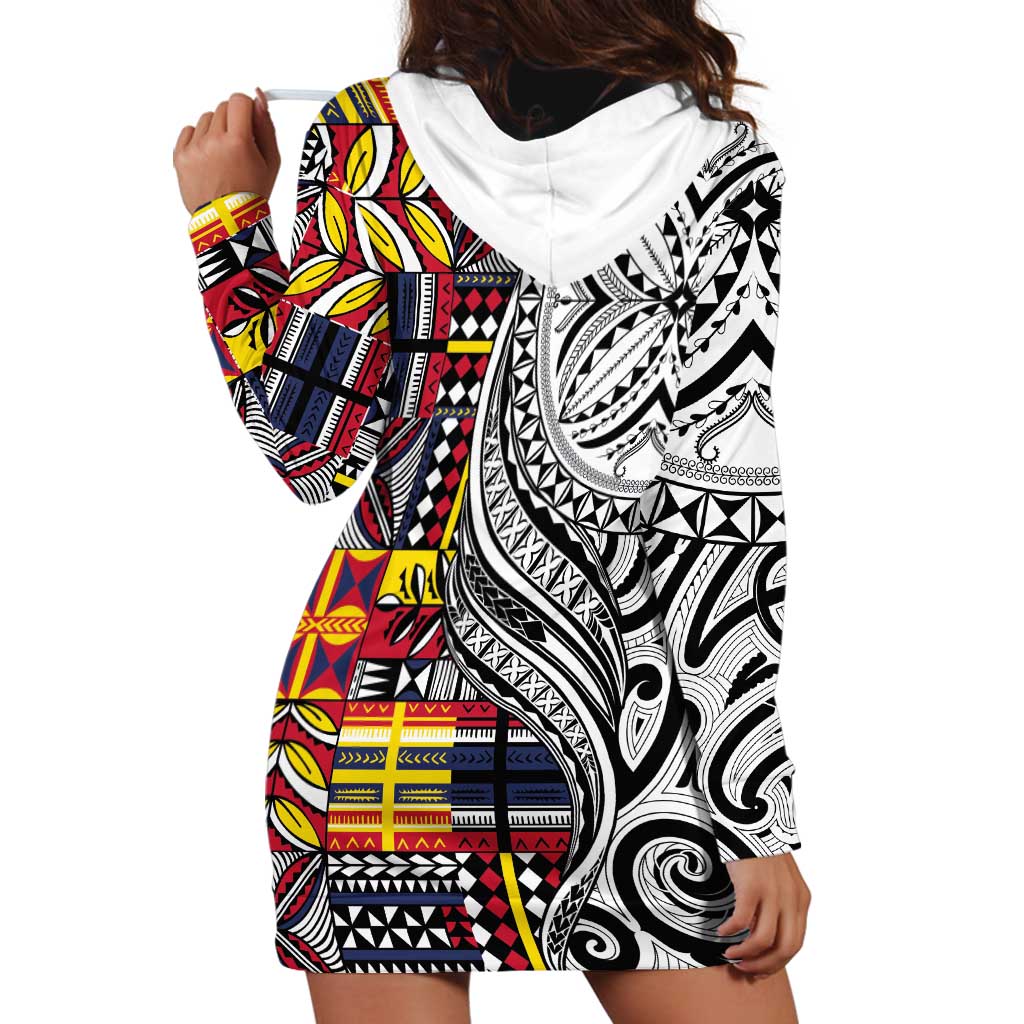 Niue Hiapo and Maori Decoration Tattoos Hoodie Dress LT03 - Polynesian Pride
