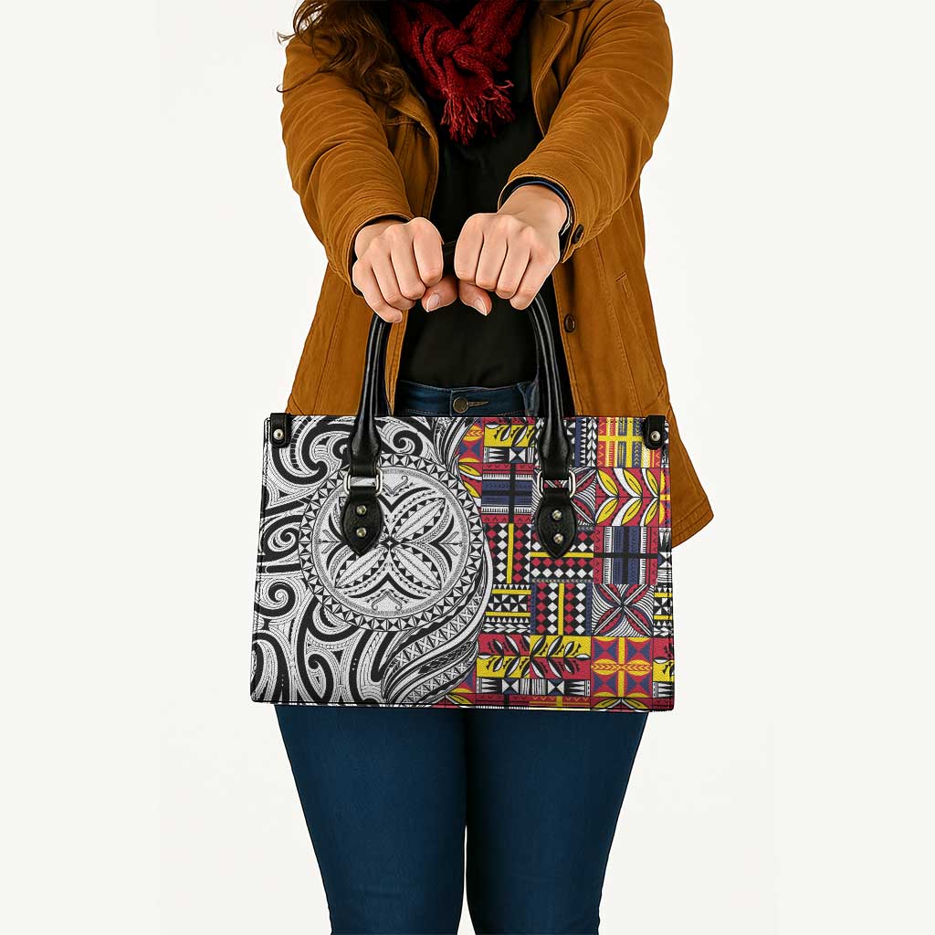 Niue Hiapo and Maori Decoration Tattoos Leather Bag - Polynesian Pride