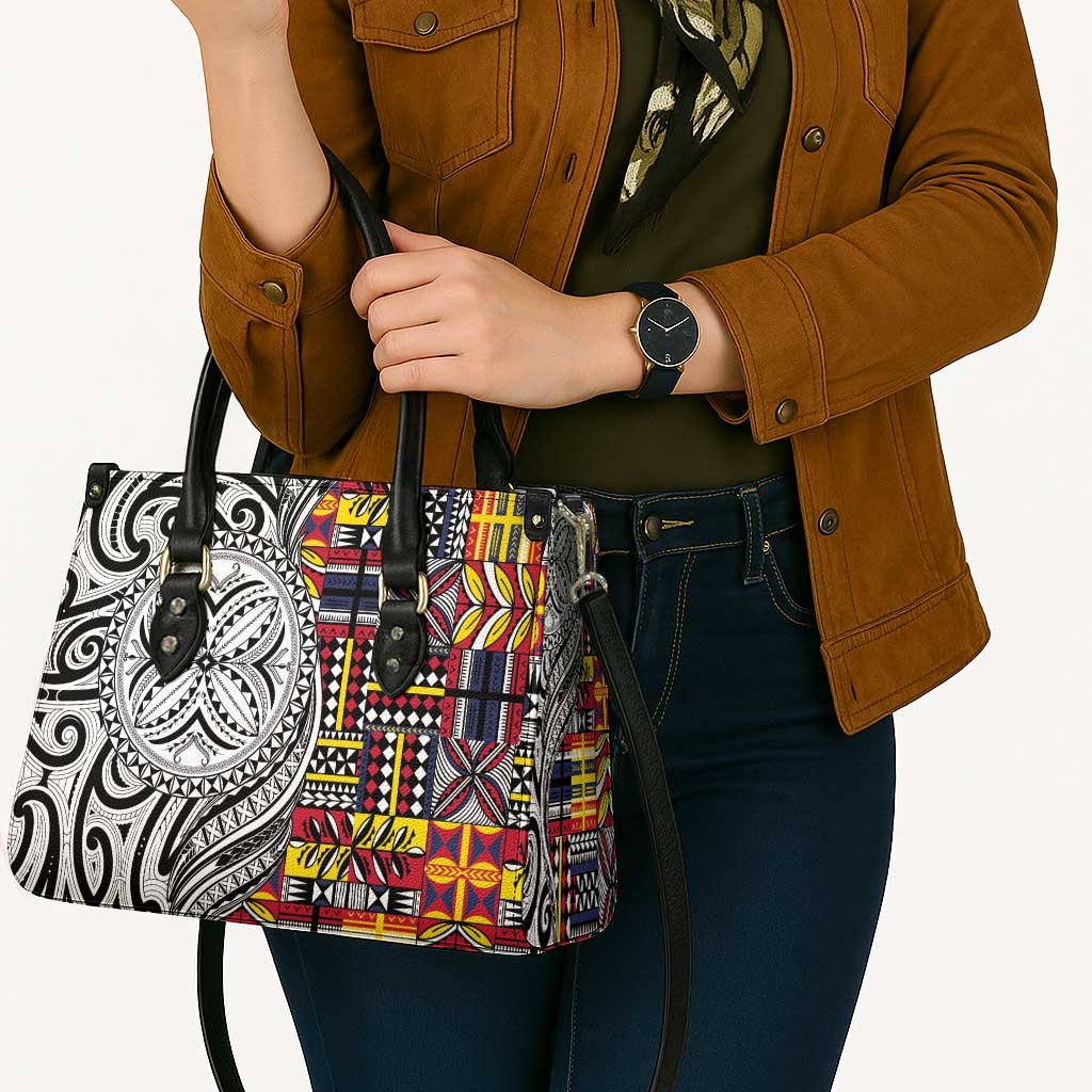 Niue Hiapo and Maori Decoration Tattoos Leather Bag - Polynesian Pride