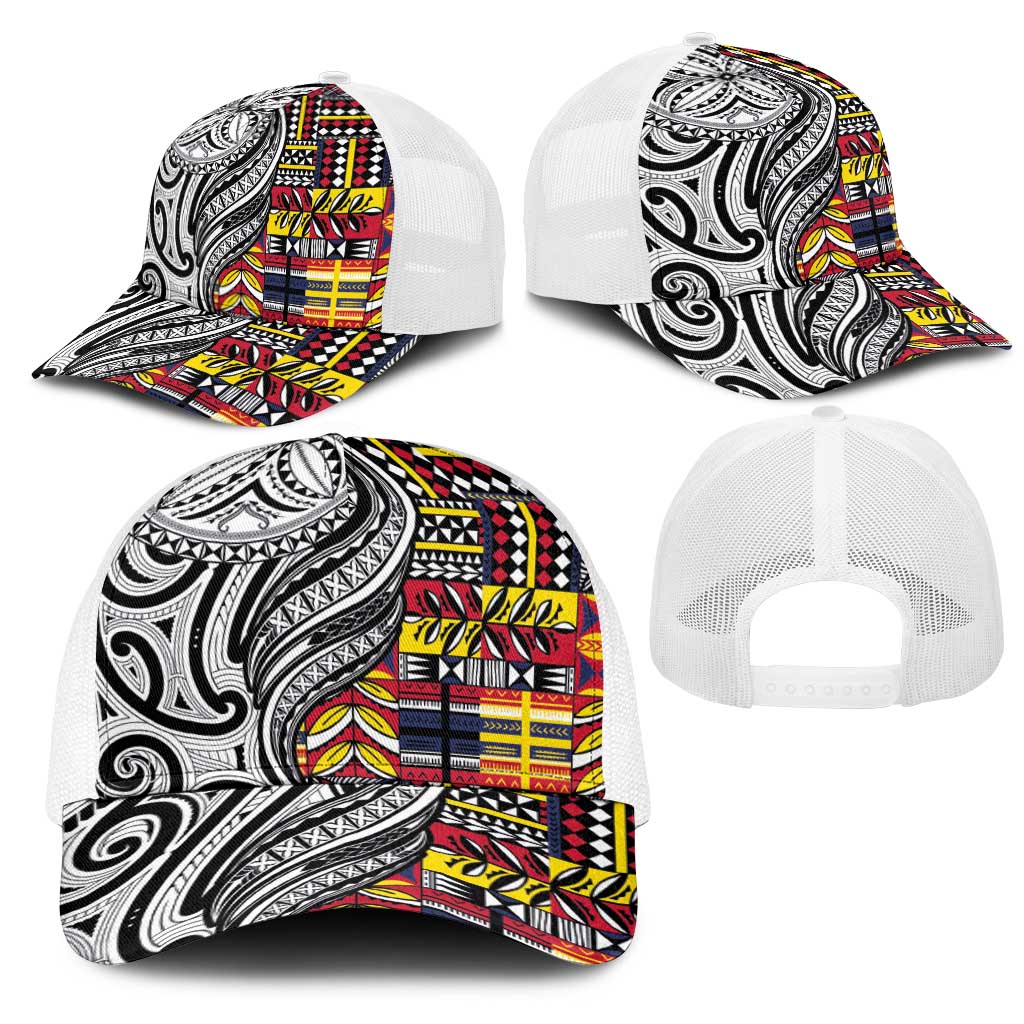 Niue Hiapo and Maori Decoration Tattoos Mesh Trucker Cap - Polynesian Pride