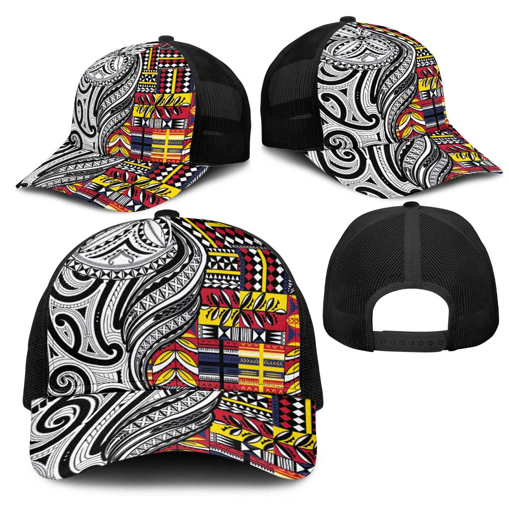 Niue Hiapo and Maori Decoration Tattoos Mesh Trucker Cap - Polynesian Pride