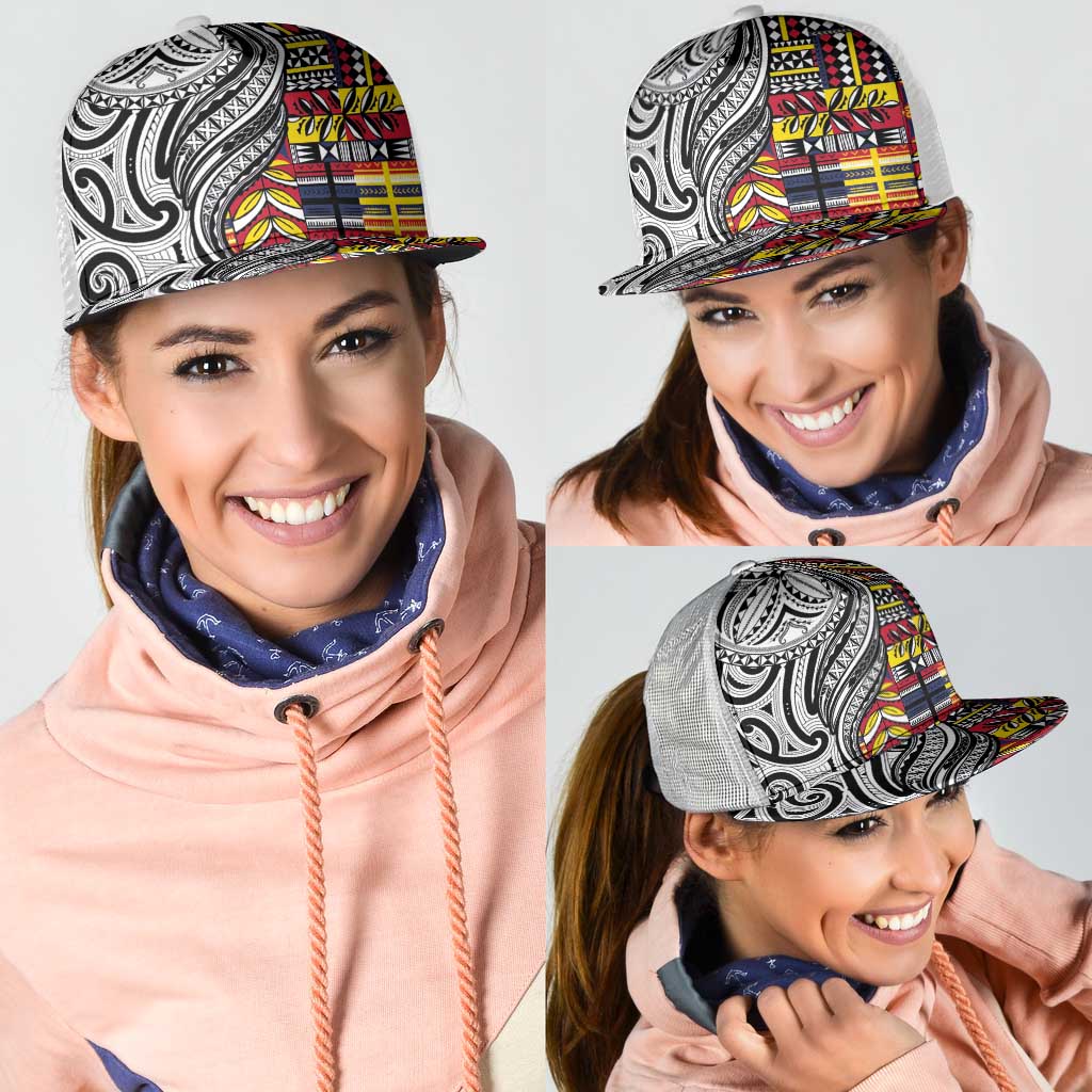 Niue Hiapo and Maori Decoration Tattoos Mesh Trucker Cap - Polynesian Pride