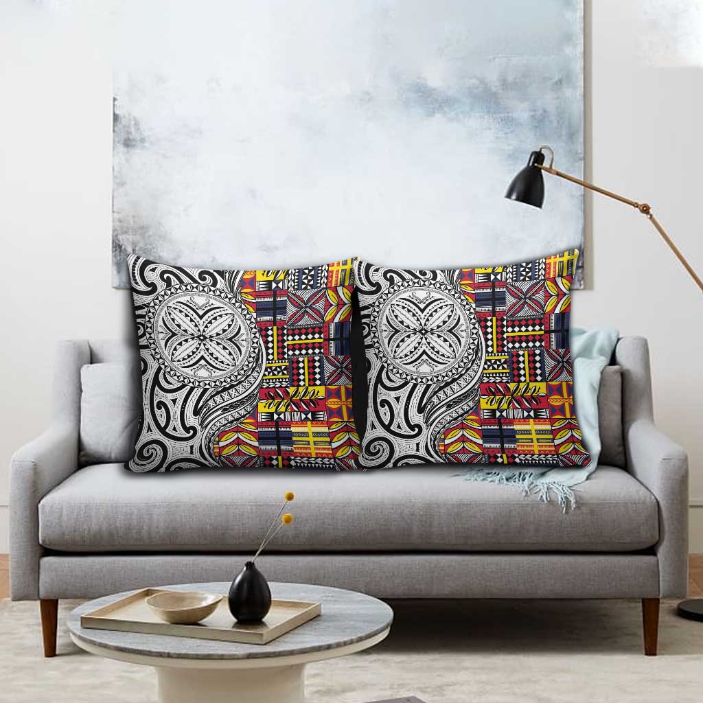 Niue Hiapo and Maori Decoration Tattoos Pillow Cover - Polynesian Pride