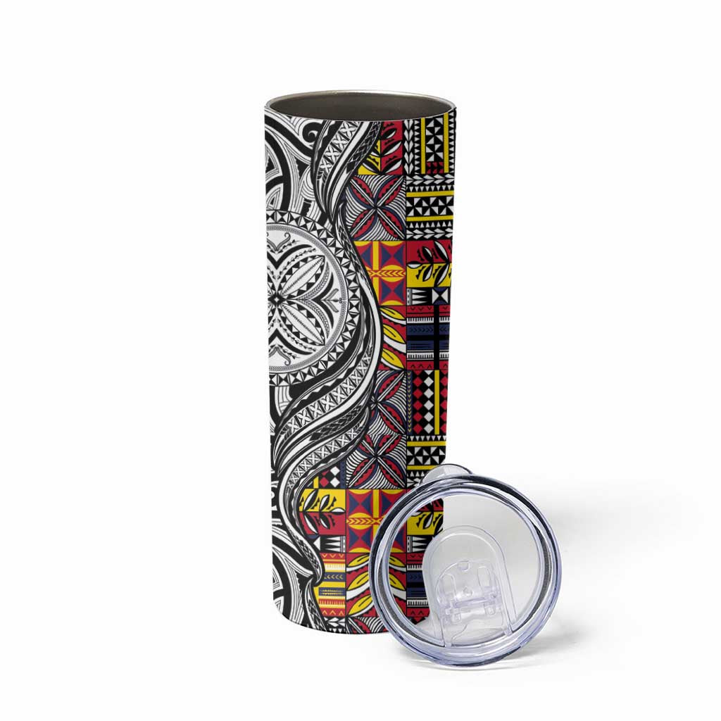Niue Hiapo and Maori Decoration Tattoos Skinny Tumbler LT03 - Polynesian Pride