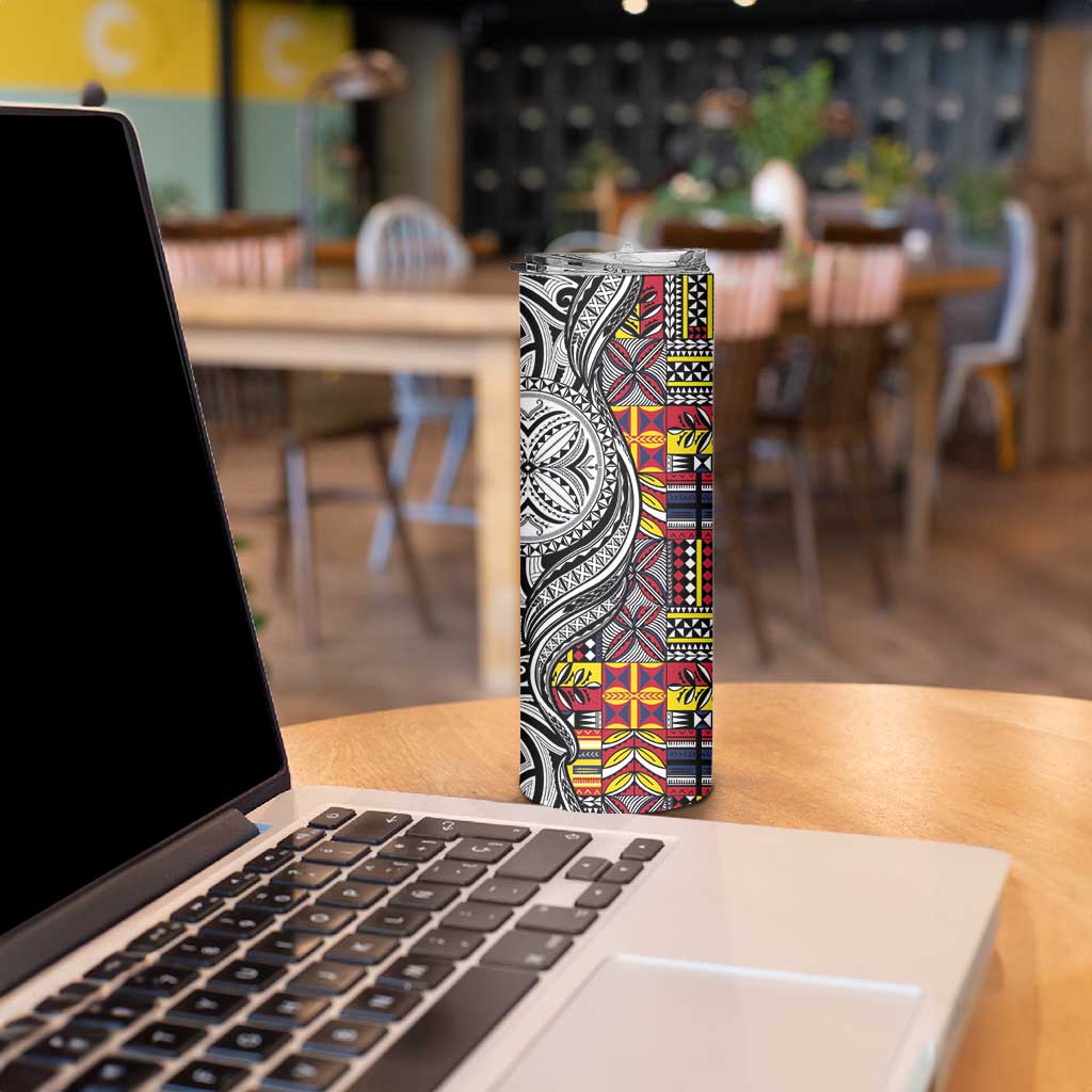 Niue Hiapo and Maori Decoration Tattoos Skinny Tumbler LT03 - Polynesian Pride
