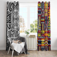 Niue Hiapo and Maori Decoration Tattoos Window Curtain - Polynesian Pride