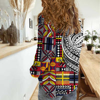 Niue Hiapo and Maori Decoration Tattoos Women Casual Shirt LT03 - Polynesian Pride