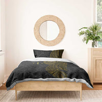 Niue Polynesian Hiapo Tattoo Art Bedding Set Half Style Black Gold Color - Polynesian Pride