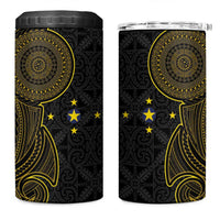 Niue Polynesian Hiapo Tattoo Art 4 in 1 Can Cooler Tumbler Half Style Black Gold Color LT03 One Size: 16 oz Black - Polynesian Pride