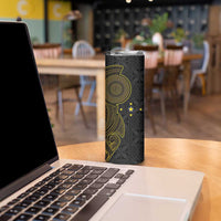 Niue Polynesian Hiapo Tattoo Art Skinny Tumbler Half Style Black Gold Color LT03 - Polynesian Pride