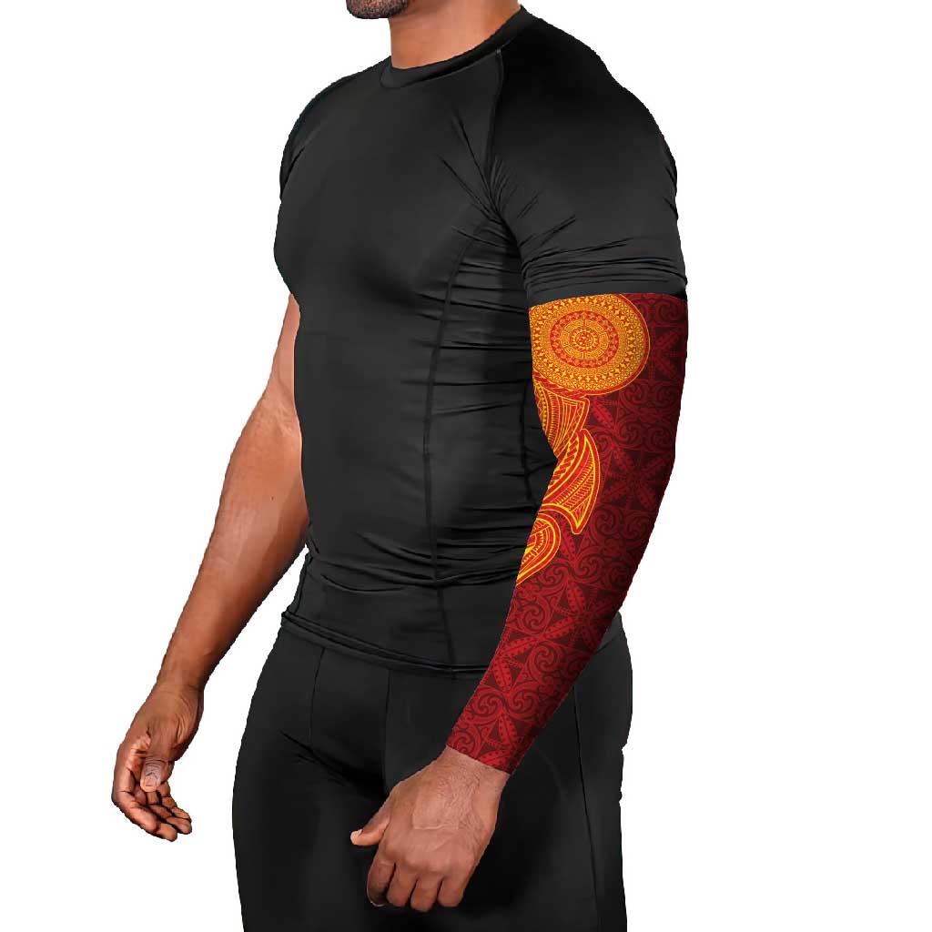 Niue Polynesian Hiapo Tattoo Art Arm Sleeves Half Style Red Yellow Color LT03 - Polynesian Pride