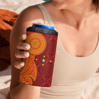 Niue Polynesian Hiapo Tattoo Art 4 in 1 Can Cooler Tumbler Half Style Red Yellow Color LT03 - Polynesian Pride