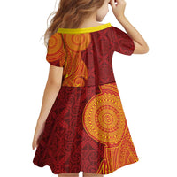 Niue Polynesian Hiapo Tattoo Art Family Matching Puletasi and Hawaiian Shirt Half Style Red Yellow Color LT03 - Polynesian Pride