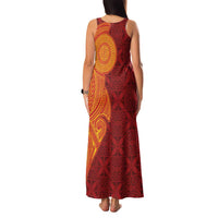 Niue Polynesian Hiapo Tattoo Art Family Matching Tank Maxi Dress and Hawaiian Shirt Half Style Red Yellow Color LT03 - Polynesian Pride